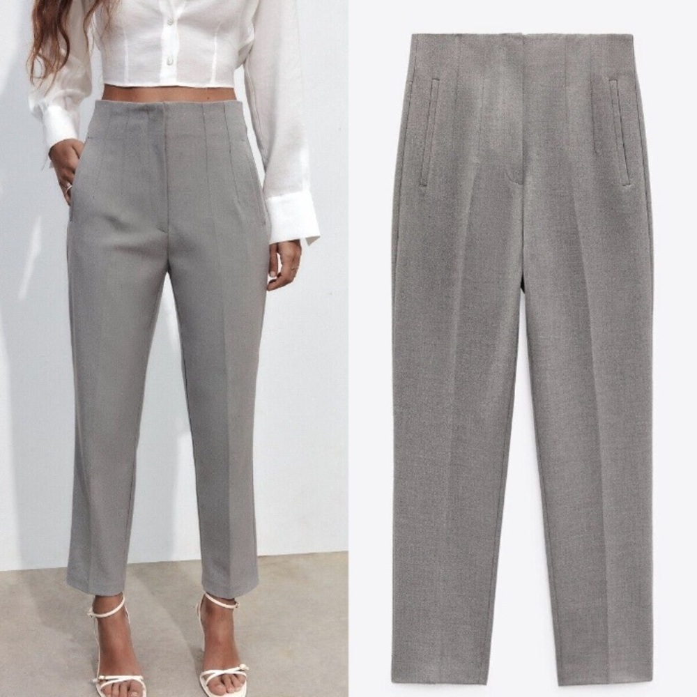Gray high waisted trousers